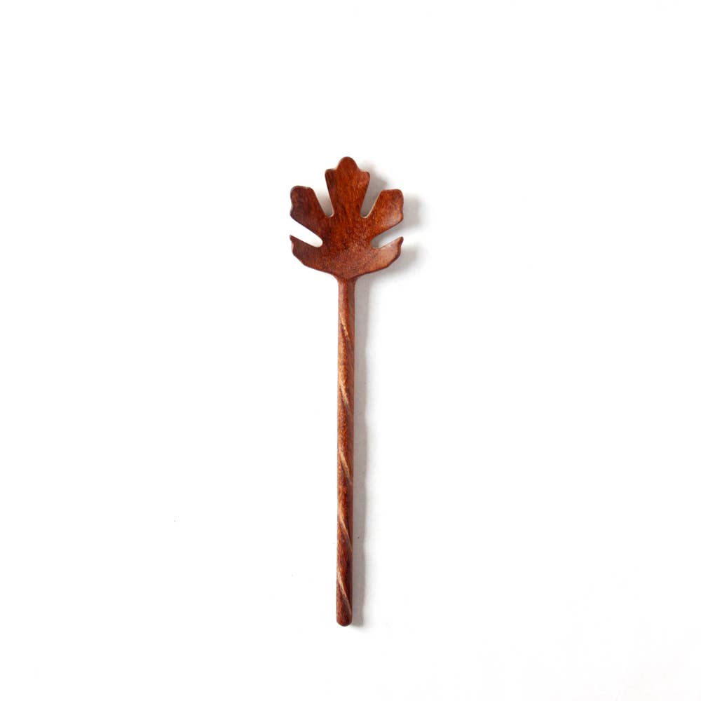 Carved Oak Leaf Wooden Spoon