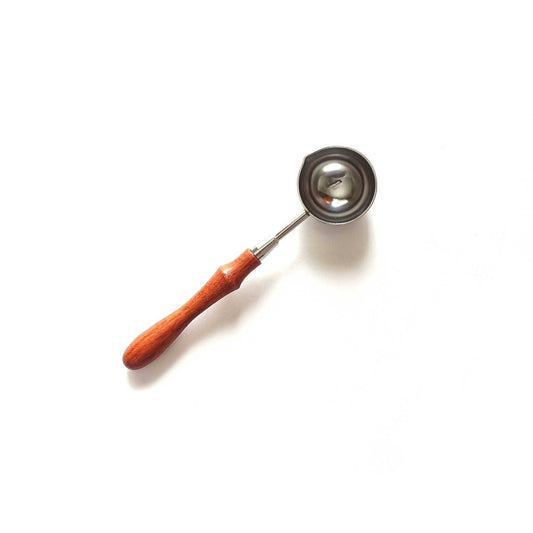 Single Spouted Wooden Handle Small Wax Sealing Melting Spoon