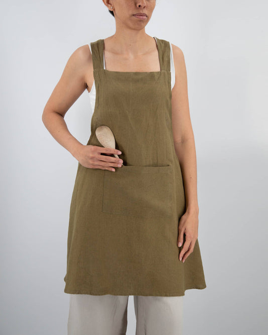 Nishi Cross-Back Japanese Style Linen Apron