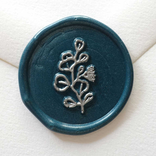 Silver Dollar Eucalyptus wax seal stamp, kit or stamp head